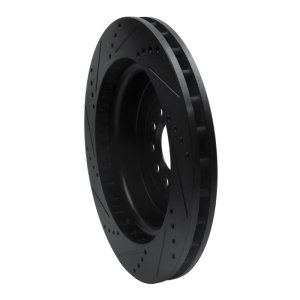 Jaguar S-Type Brake Rotor (1) - Front Right - R1 Concepts - Drilled & Slotted - Black - `03-`05